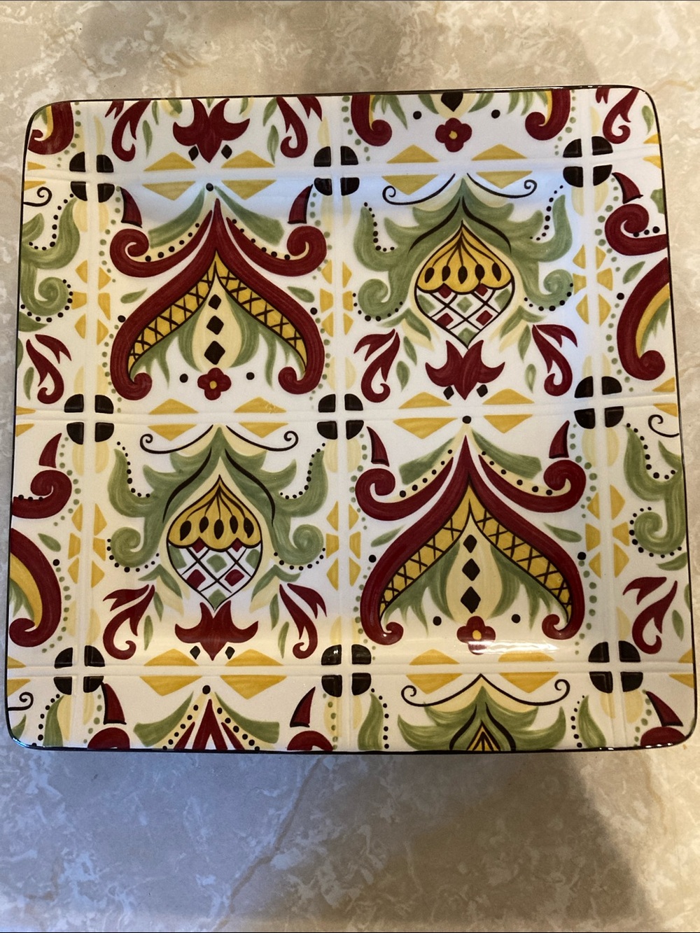 Pier One Handcrafted 10.5 Earthware square Cameron Tile Dinner plate replacement